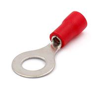 Heschen Conectores de crimpado de terminales de anillo con aislamiento de vinilo, conector eléctrico RV1.25-6, tamaño de perno 1/4 pulgadas para 0.5-1.5mm² (22-16 AWG) rojo 100 unidades