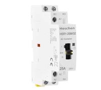 Heschen Contactor de CA modular para el hogar HSR1-25M/02, 25 A, 2 polos, 2 NC, 2 normalmente cerrados, bobinas 220 VAC, montaje DIN 35 mm, con interruptor manual