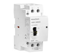 Heschen Contactor de CA modular para el hogar, HSR1-32M/02, 32 A, 2 polos, 2 NC, dos normalmente cerrados, bobinas de 220 VAC, montaje en carril DIN de 35 mm, con interruptor de control manual