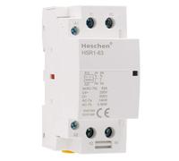Heschen Contactor doméstico de CA, HSR1-63, Ie 63A, 2 polos, Dos normalmente cerrados, AC12V Voltaje de bobina, 35mm Montaje en carril DIN