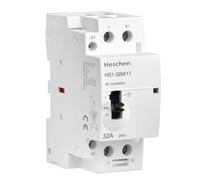 Heschen Contactor modular de CA para el hogar, HS1-32M/11, 32 A, 2 polos, 1NO 1NC; bobinas de 220 VAC, montaje en carril DIN de 35 mm, con interruptor de control manual