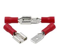 Heschen Desconexiones rápidas macho/hembra aisladas de vinilo, FDD+MDD1.25-250, terminal de cable de 6.3 × 0.8 mm, para 0.5-1.5 mm² (22-16 AWG), rojo, paquete de 100 unidades
