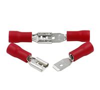Heschen Desconexiones rápidas macho/hembra con aislamiento de vinilo, FDD+MDD1.25-187, terminal de cable de 4,8 x 0,5 mm, para 0,5-1,5 mm² (22-16 AWG), rojo, paquete de 100