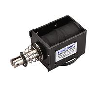 Heschen Electroimán de solenoide, HS-1683B, DC12V 8.9A, Carrera de 25mm, Fuerza 80N, Tipo de empuje de tracción, Marco abierto, Movimiento lineal
