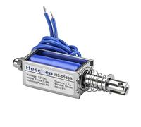 Heschen Electromagnético solenoide CC, Tipo de empuje y tracción, HS-0530B, DC12V 1.7A, Acción de 10 mm, Fuerza inicial 0.5N, Fuerza máxima de mantenimiento 5N, Marco abierto, Movimiento lineal