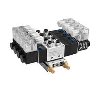 Heschen Electroválvula neumática eléctrica 4, 4V230C-08, 12VDC, PT1/4, 5 vías 3 posición, base del colector, silenciador, conjunto de accesorios rápidos, CE