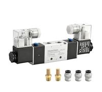 Heschen Electroválvula neumática eléctrica 4V220-08 PT1/4 de 5 vías y 2 posiciones, doble bobina, funciona con piloto, CE eléctrico con accesorios y silenciador (24 V CC)