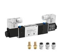 Heschen Electroválvula neumática eléctrica 4V230C-08, 220VAC, PT1/4, 5 vías, 3 posiciones, doble bobina, eléctrica, cerrada, tipo CE, con herrajes y silenciador