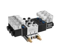 Heschen Electroválvula triple neumática eléctrica, 4V230C-08, 24VDC, PT1/4, 5 vías 3 posición, base del colector, silenciador, conjunto de accesorios rápidos, CE