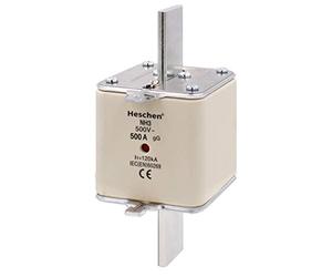 Heschen Eslabón fusible NH, NH3, 500A, gG, Indicador Frontal, Detector combinado
