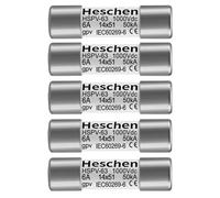 Heschen Fusible solar DC1000V PV, fusibles fotovoltaicos, tipo gPV, HSPV-63, 14 x 51 mm, 6 A, 1000 VCC, 50 kA, para protección del sistema solar fotovoltaico, 5 unidades