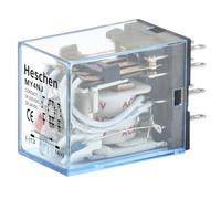Heschen Gereral Purpose Power Relé MY4NJ 24 VAC Bobina 3A 240VAC/24 VDC 4PDT LED Indicador de 14 pines terminales