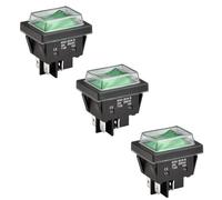 Heschen Interruptor basculante de alta corriente, 30 A 250 VAC, ON-OFF de 2 posiciones, DPST, 4 terminales, T125, con tapa impermeable (3, Verde)