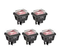 Heschen Interruptor basculante de alta corriente, 30 A 250 VAC, ON-OFF de 2 posiciones, DPST, 4 terminales, T125, con tapa impermeable (5, Rojo)