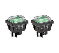 Heschen Interruptor basculante de alta corriente, 30 A 250 VAC, ON-OFF de 2 posiciones, DPST, 4 terminales, T125, con tapa impermeable (2, Verde)
