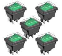 Heschen Interruptor basculante de encendido/apagado, 4 puertos, luz verde, 16 A, 250 VAC, con cubierta impermeable (5)