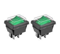 Heschen Interruptor basculante de encendido/apagado, 4 puertos, luz verde, 16 A, 250 VAC, con cubierta impermeable (2)