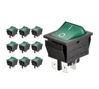 Heschen Interruptor basculante de encendido y apagado DPDT, 4 puntos finales, 16 A 250 VAC, verde luminoso (10)