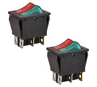 Heschen - Interruptor basculante doble, encendido/apagado, SPST, 6 terminales, luz roja y verde, 16 A, 250 V CA, 2 unidades