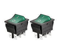 Heschen Interruptor basculante DPDT 6 terminales iluminados con luz verde 16 A 250 V CA, paquete de 2