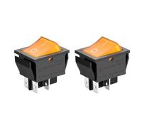 Heschen - Interruptor basculante DPST de encendido y apagado, 4 terminales, luz amarilla, 16 A, 250 V CA, 2 unidades