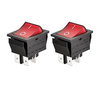 Heschen Interruptor basculante DPST de encendido y apagado, 4 terminales, luz roja, 16A 250V CA (2)