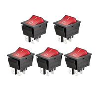 Heschen Interruptor basculante DPST de encendido y apagado, 4 terminales, luz roja, 16A 250V CA (5)