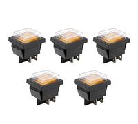 Heschen Interruptor basculante ON-OFF DPST 4 Terminales Luz 16A 250VAC con cubierta impermeable 5Pack (amarillo)