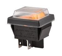 Heschen Interruptor basculante ON-OFF DPST 4 terminales luz amarilla 16A 250VAC con cubierta impermeable