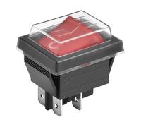 Heschen Interruptor basculante ON-OFF DPST 4 Terminales Luz roja 16A 250VAC con cubierta impermeable (1)