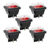 Heschen Interruptor basculante ON-OFF DPST 4 Terminales Luz roja 16A 250VAC con cubierta impermeable (5)