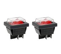 Heschen Interruptor basculante ON/OFF DPST 4 terminales luz roja 16A 250VAC con cubierta impermeable 2 unidades