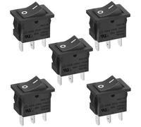 Heschen Interruptor basculante rectangular negro ON-OFF SPST 2 posiciones 3 terminales 6A 250VAC/125VAC UL VDE 5 unidades