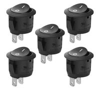 Heschen Interruptor basculante redondo negro redondo ON-OFF SPST 2 terminales 6A 250VAC UL VDE 5 unidades