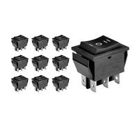 Heschen Interruptor basculante, RK1-01-HS, ON-OFF-ON, DPDT, 6 terminales, 16A 250VAC, negro, paquete de 10