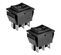 Heschen Interruptor basculante, RK1-01-HS, ON-OFF-ON, DPDT, 6 terminales, 16A 250VAC, negro, paquete de 2