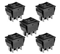 Heschen Interruptor basculante, RK1-01-HS, ON-OFF-ON, DPDT, 6 terminales, 16A 250VAC, negro, paquete de 5