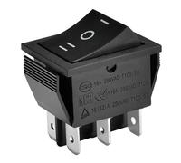 Heschen Interruptor basculante, RK1-01-HS, ON-OFF-ON, DPDT, 6 terminales, 16A 250VAC, negro, paquete de (50)