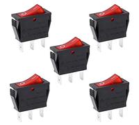 Heschen Interruptor basculante SPST 3 terminales, luz roja, 16 A, 250 VAC, 5 piezas