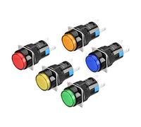 Heschen Interruptor de botón redondo de 16 mm Momentary 1NO 1NC Rojo Amarillo Azul Verde Naranja 12 V LED Lámpara