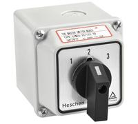 Heschen Interruptor de cambio universal para selector de levas, SZW26-20/123.3D, 660V 20A, 3 posiciones, 3 fases, 12 terminales, CE, con caja exterior de interruptor principal LW28-20/4