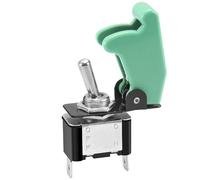 Heschen Interruptor de palanca de metal, 12V 20A, SPST, ON/OFF, 2 posiciones, 2 pines, con tapa impermeable (Tapa verde)