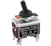 Heschen Interruptor de palanca de metal, RT1221, DPST, tipo mantenido, encendido/apagado, 2 posiciones, 15 A 250 VAC, con tapa impermeable