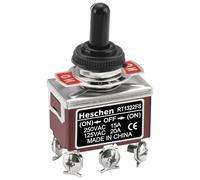 Heschen Interruptor de palanca de metal, RT1322FS, DPDT, tipo momentáneo, (encendido)/apagado/(encendido) 3 posición, 15A 250VAC, con cubierta impermeable, CE