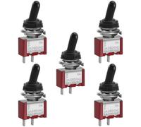 Heschen Interruptor de palanca miniatura MTS-101 ON-FF SPST 2 pines, 2A 250V, 5A 120V, con tapa impermeable, paquete de 5