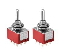 Heschen Interruptor de palanca miniatura MTS-303 ON-OFF-ON 3PDT 9 pines, 2A 250V, 6A 125V, paquete de 2