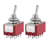 Heschen Interruptor de palanca miniatura MTS-403 ON-OFF-ON 4PDT 12 pines, 2A 250V, 6A 125V, paquete de 2