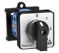 Heschen Interruptor selector de leva giratorio universal, LW28-20/0123.3-B11R, montaje en riel DIN de 35 mm, 660 V 20 A, 4 posiciones, 3 fases, 12 terminales, certificación CE/TUV