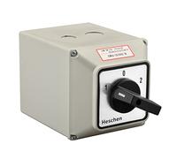 Heschen Interruptor selector universal de leva giratoria, SZW26-125/D303.3D, 660V 125A, ON-OFF-ON 3 posiciones, 3 fases, 12 terminales, con caja exterior de interruptor principal