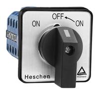Heschen Interruptor selector universal de leva giratoria, SZW26-20/ZC.404C.4, ON-OFF-(ON), Momentáneo por un lado, 660V 20A, 3 posiciones, 4 fases, 16 terminales, CE/TUV